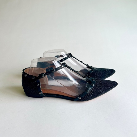 Halogen Black Fabric Leather Point Toe Ankle Strap Sandals size 8 - Picture 2 of 16